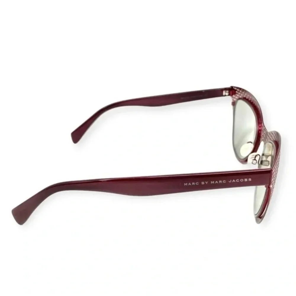 MARC JACOBS Red Burgundy Woven Metal Mirror Lens $250 Sunglasses Black Case